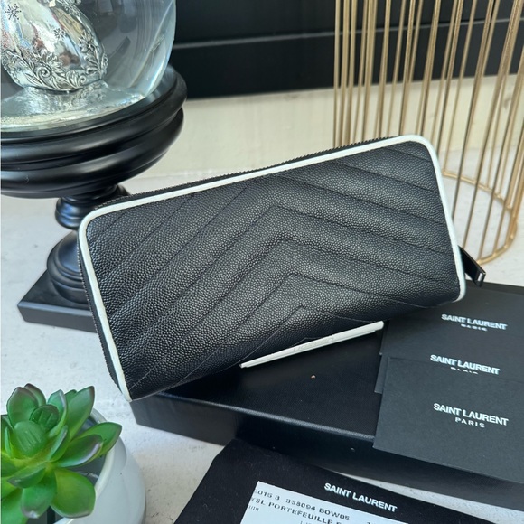 SOLD - 💎AUTH YSL Saint Laurent Monogram Zip Around Wallet Black - Picture 5 of 14
